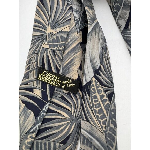 VTG ASSORTED LOT OF 3 -Blue Silk Ties Made in Italy - Jungle, Solid & Textured - Picture 3 of 11